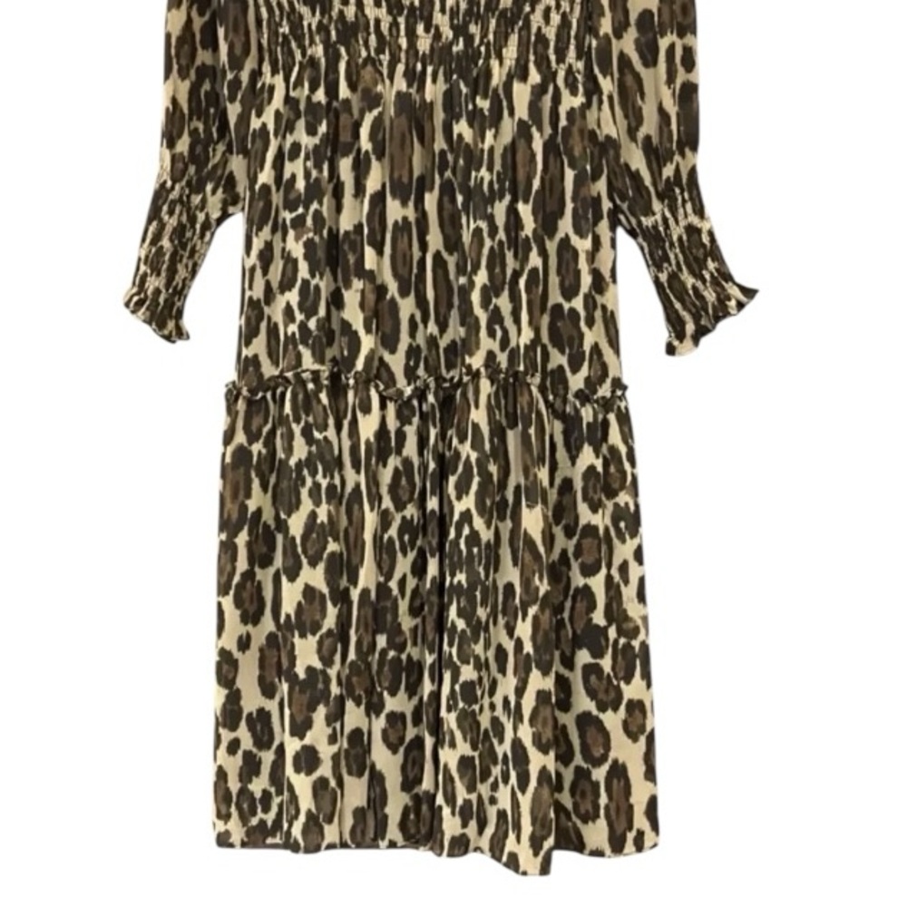 Taylor Animal Print Smocked-Chiffon A-Line Dress Women’s Size 2 - Picture 7 of 10